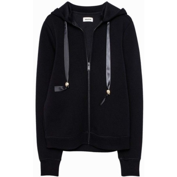 ZADIG & Voltaire Neo Zip Up Heavy Jersey Hood Jacket in Black - Picture 9 of 10